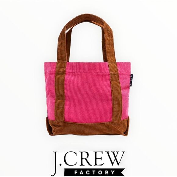 J CREW FACTORY | Fuchsia | CORDUROY MINI TOTE BAG - Picture 1 of 2